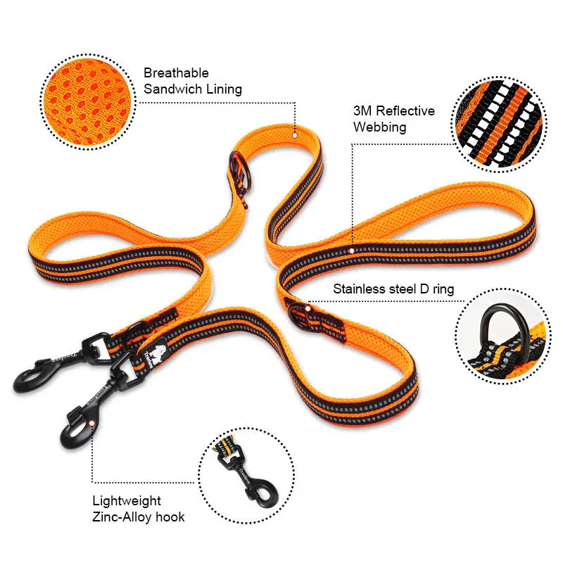 Multi-Function Reflective Dog Leash by Snagg A Leash