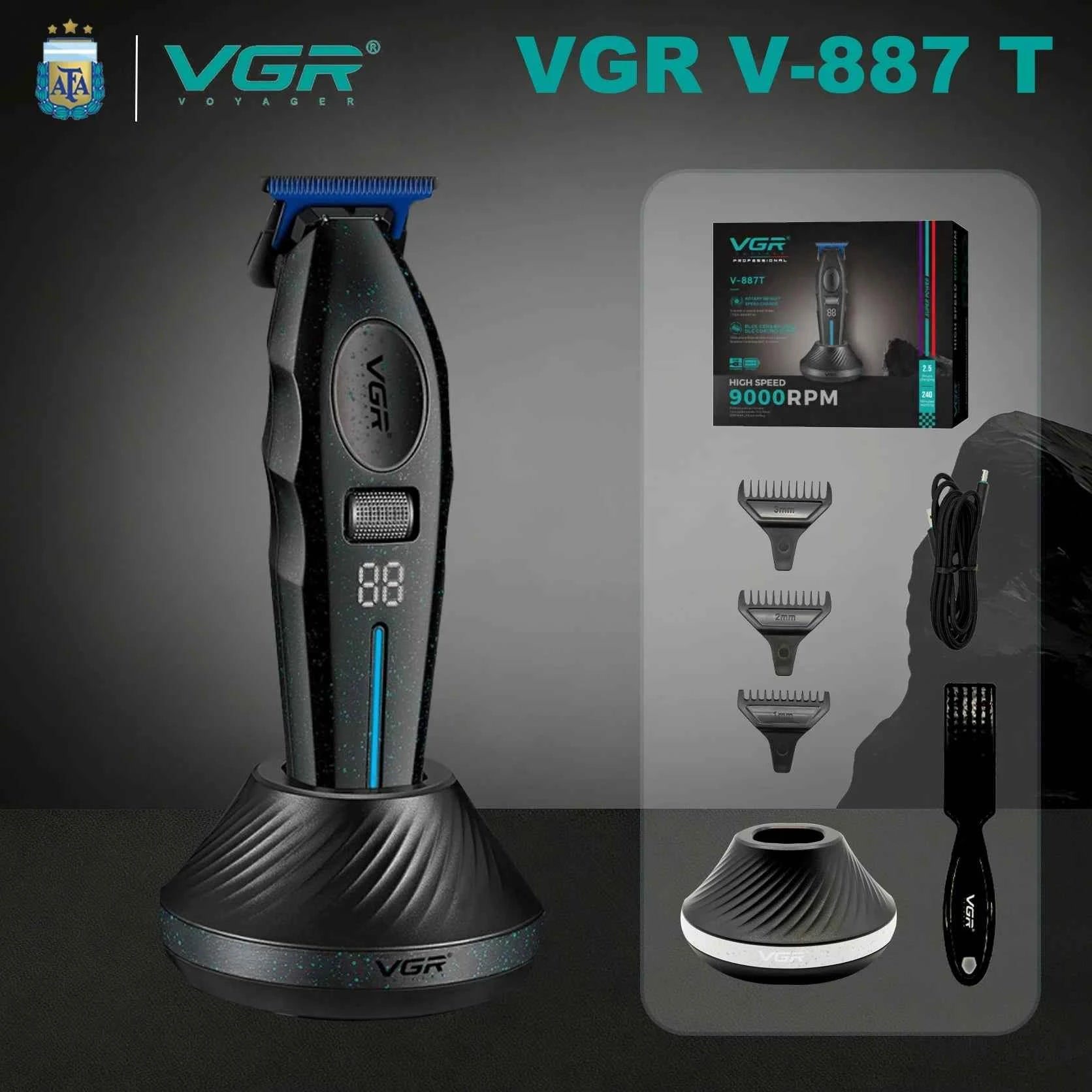Professional 9000 RPM Master Clipper – Blue Zirconia Ceramic Blade System with 6 Speed Rolling Control & Charging Dock