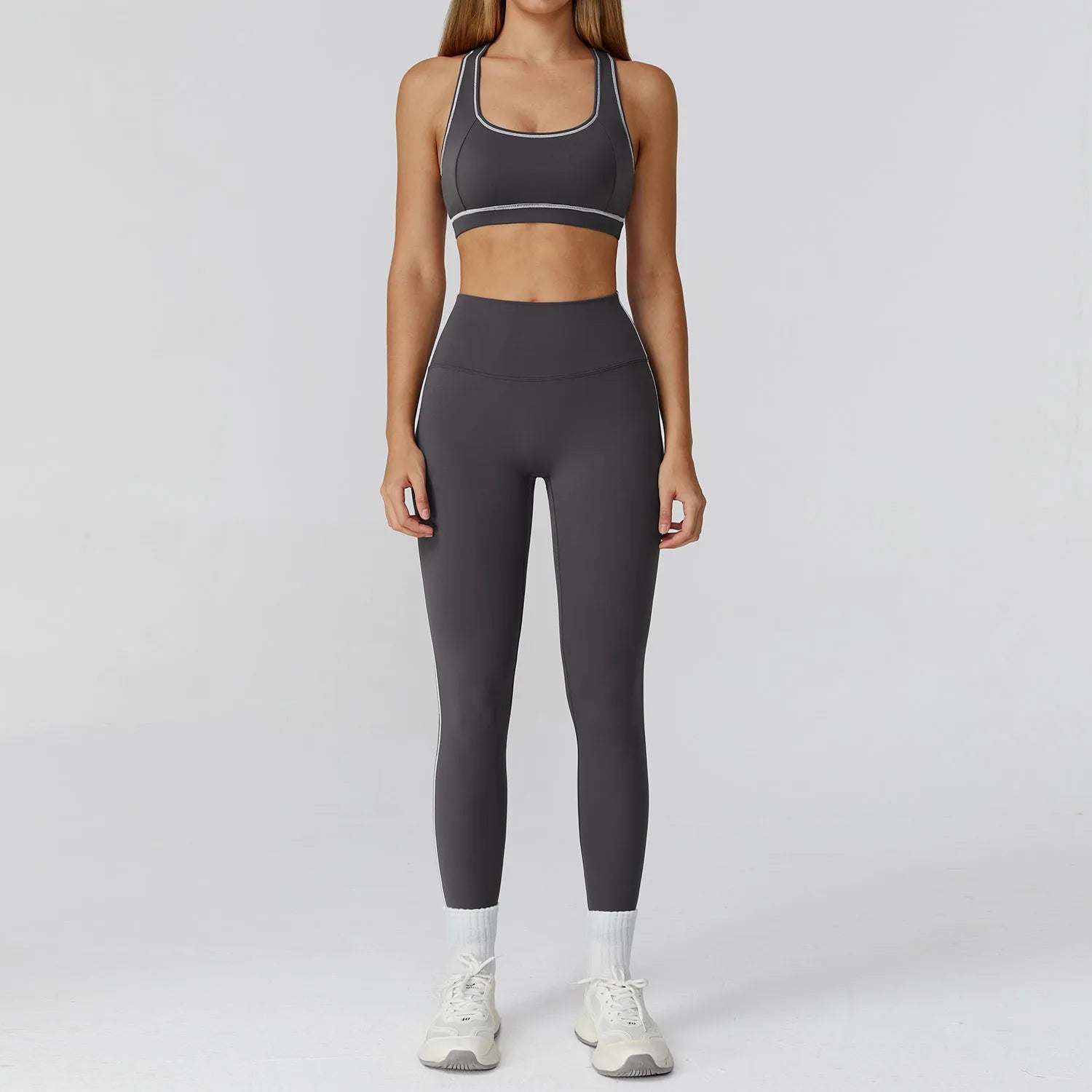 Women's 2/3-Piece Yoga Clothes Set | High Waist Leggings Running Bra Workout Tracksuit Gym Outfits