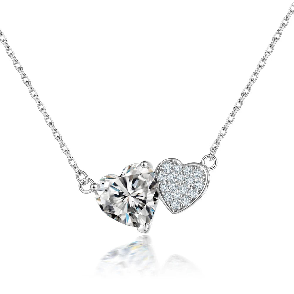 2CT Pink Heart Moissanite Pendant Necklace