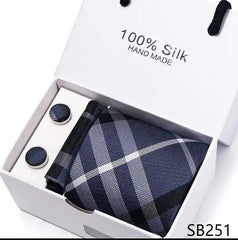 Solid Colour Necktie with Matching Handkerchief & Cufflinks - SB251 - Others In Fashion