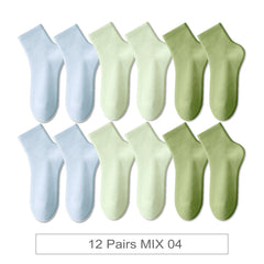 12 Pair Soft Cotton Ankle Colourful Socks Everyday Breathable Set