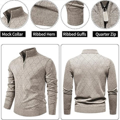 Men’s American 1/4 Zip Pullover | Fleece-Lined Thermal Knitwear