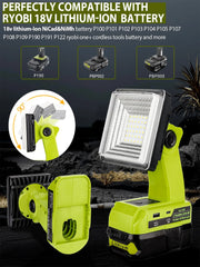 Cordless LED Work Light Compatible With Ryobi 18V Battery