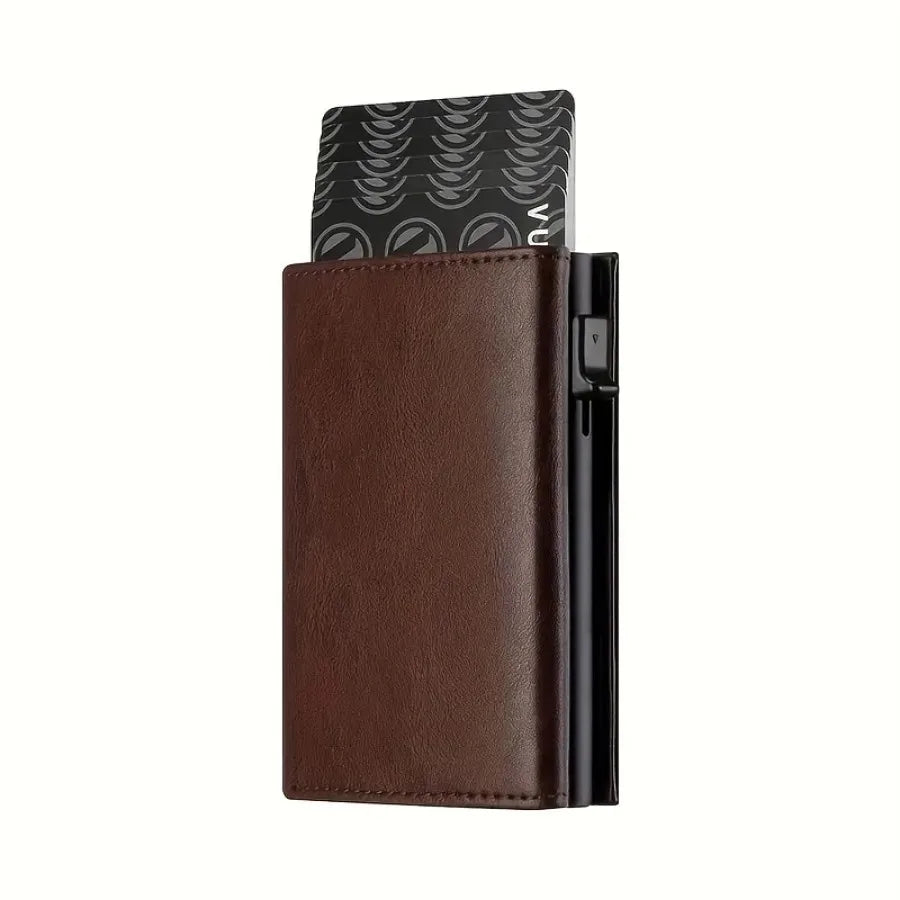 RFID Blocking Pop-Up Metal Card Holder Wallet with Zipper Coin Purse