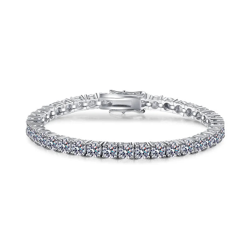 3mm / 4mm / 5mm D-Color Moissanite Tennis Bracelet - Silver / White / 14cm - Bracelets