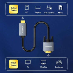 HDMI to VGA Cable Adapter 1080P – Male to Male Video & Audio Converter for Projector, Monitor, Laptop & PC