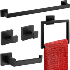 Matte Black/White Bathroom Hardware Set by Snagg A Rack