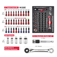 37 Pcs Metric Impact Screwdriver & Socket Set – Mixed S2 Steel Bits with EVA Foam Storage Tray