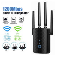 1200Mbps Dual Band WiFi Repeater – 2.4G/5GHz Signal Extender by Snagg A WiFi Booster