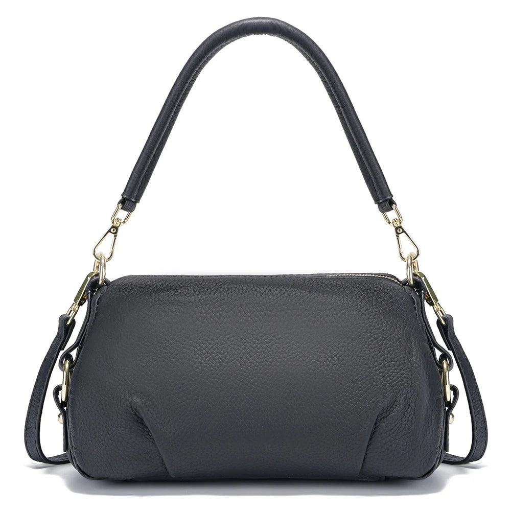 Genuine Leather Pillow Handbag – Simple High-Quality Small Shoulder & Crossbody Bag for Women