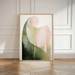 3 Pcs Green & Pink Abstract Plant Wall Art by Snagg A Print