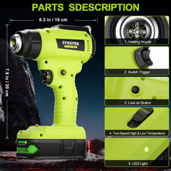 Cordless High Efficiency Heat Gun | 550°C Rapid Heating Tool Compatible With Ryobi 18V Batteries