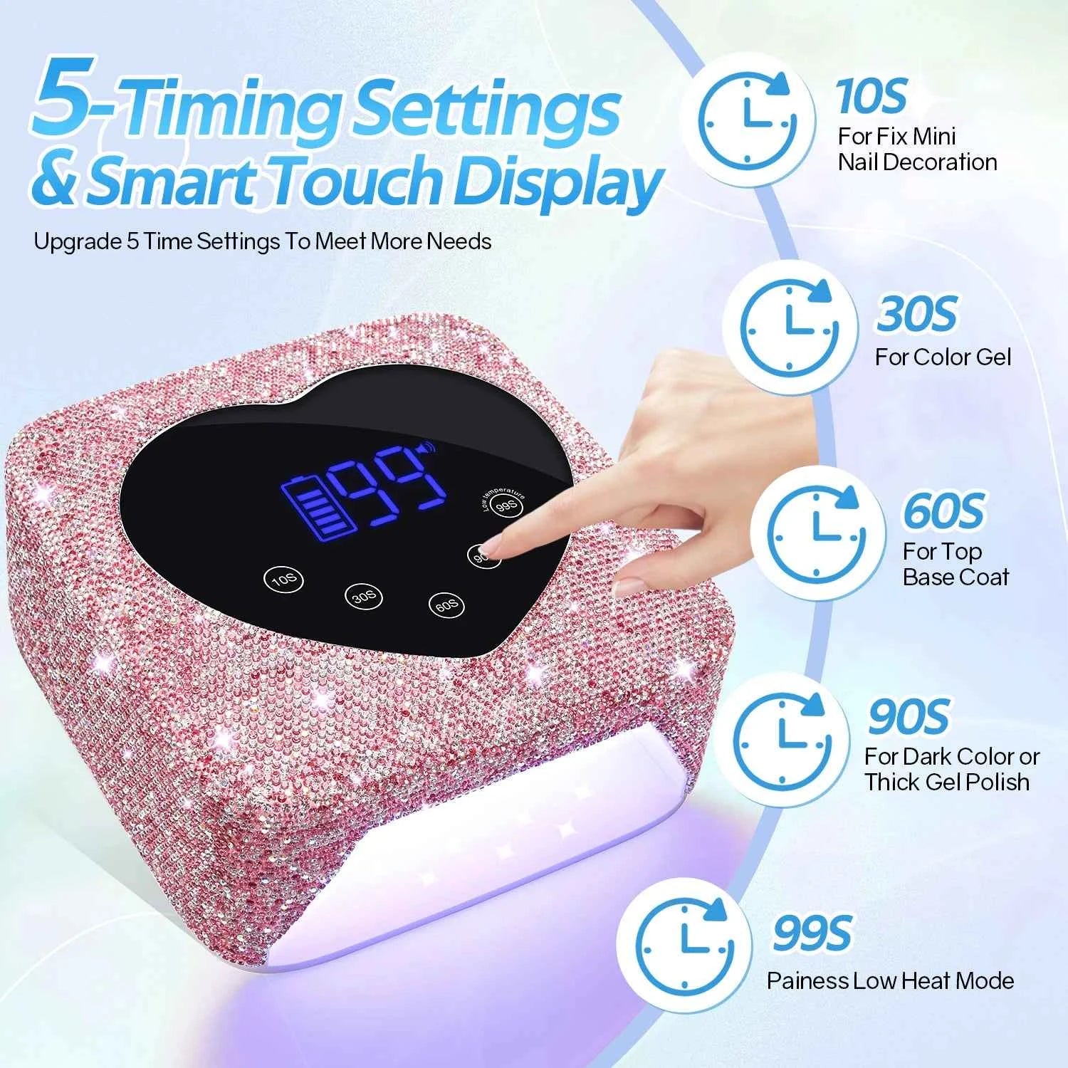 72W Professional Cordless UV/LED Nail Station – High Capacity Rechargeable Dryer with Smart HD Display