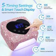 72W Professional Cordless UV/LED Nail Station – High Capacity Rechargeable Dryer with Smart HD Display