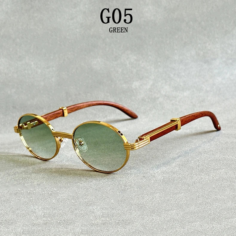 Luxe Oval Wooden Sunglasses by Snagg A Shades
