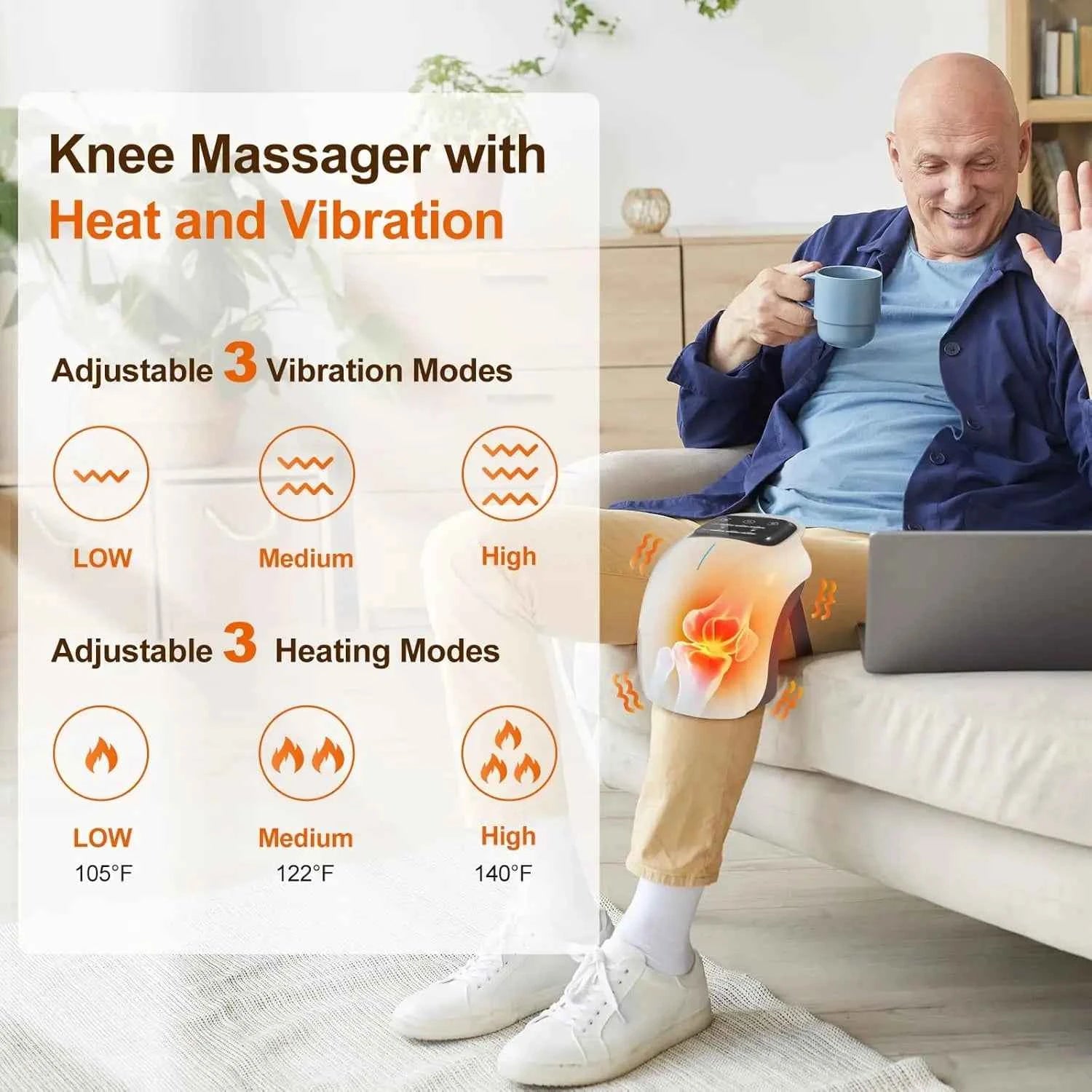 Cordless Knee Massager with Heat & Vibration – Joint Relief Therapy Device