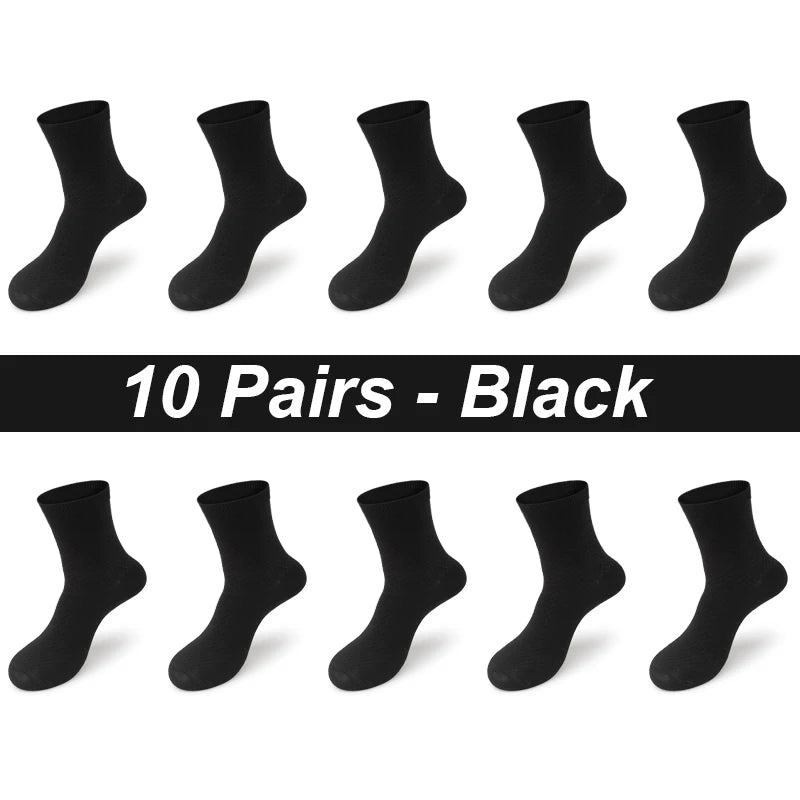 10 Pair Bamboo Business Socks, Soft, Breathable Black Crew (Sizes 39–48)