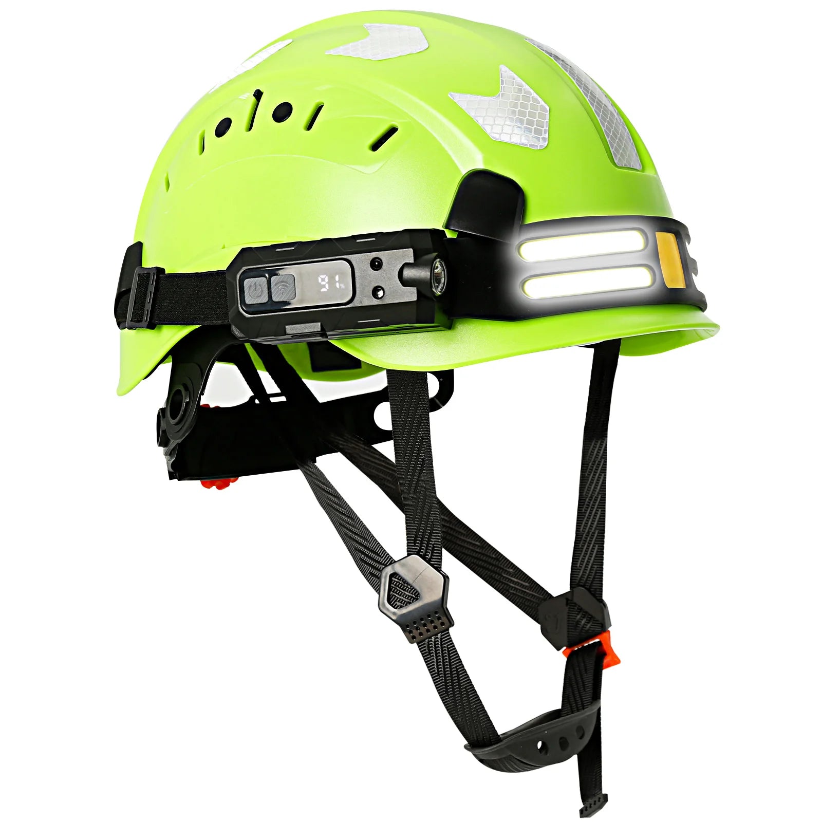 Construction safety helmet with headlamp and reflective stickers – image 13