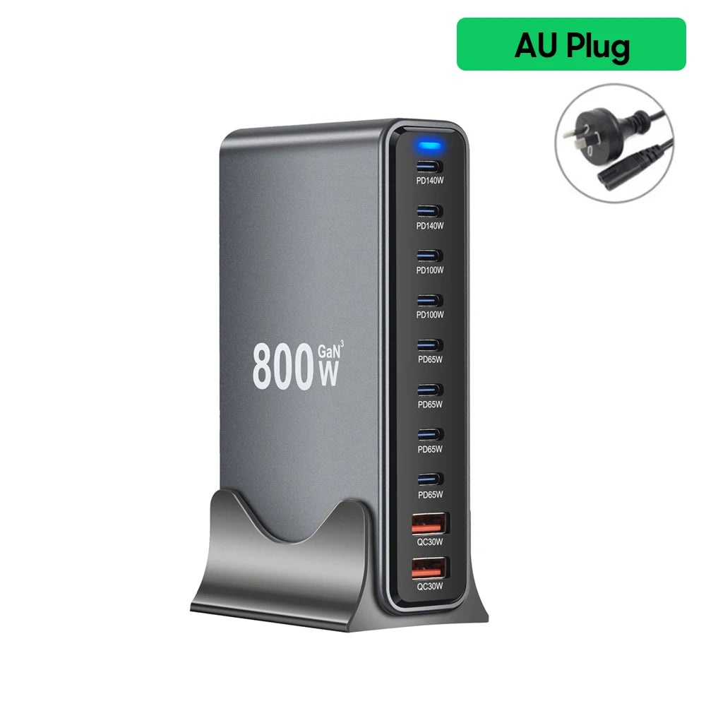 1000W GaN 10-Port USB-C Desktop Charging Station | PD3.1 Fast Charger for iPhone Samsung Laptop