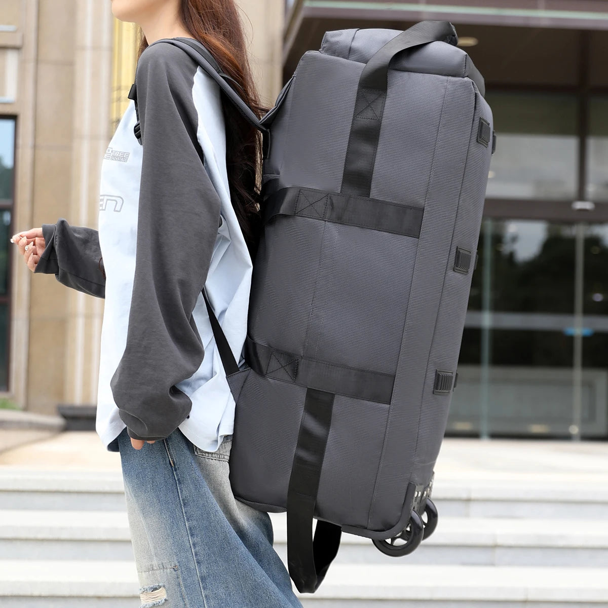 Large-Capacity Portable Roller Duffel Bag