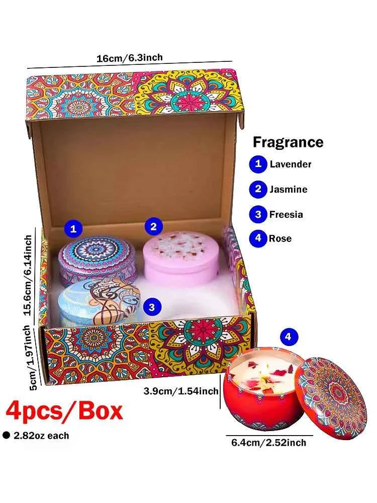 4PCS/Set Vintage Box Scented Candle