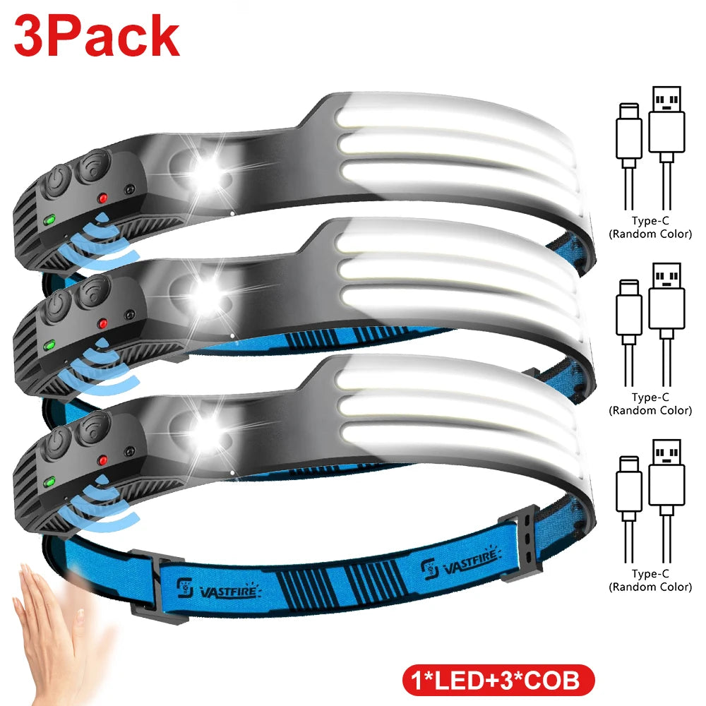 LED Sensor Headlamp Built-in Battery 270°Bright Beam by Snagg A Headlamp