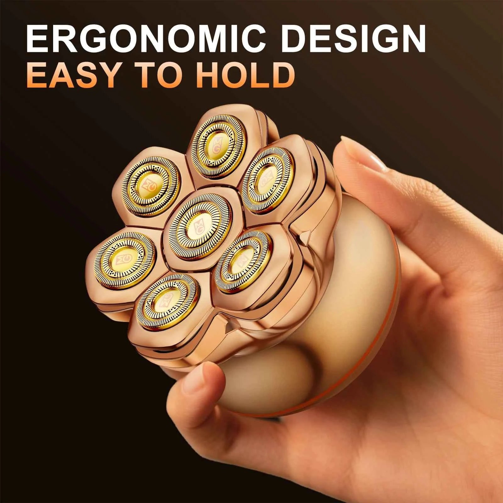 7D Magnetic Head Shaver PRO – Full Electroplated 0.10mm Ultra Close Shaving System with Anti Allergic Gold Mesh
