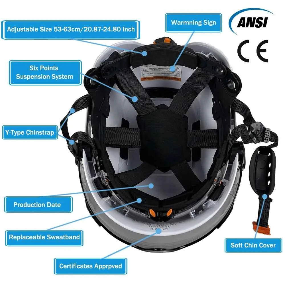 Construction safety helmet with built-in double visors and earmuffs – image 3