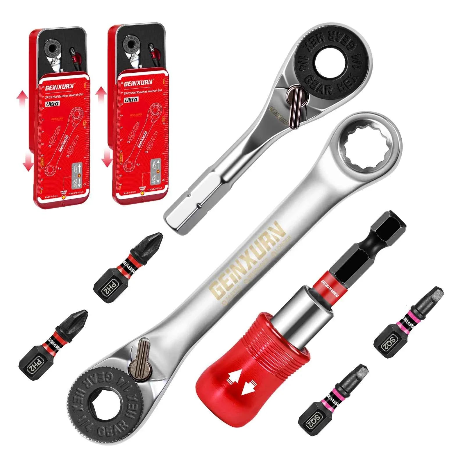 Mini Ratchet Screwdriver Set 16pcs | S2 Alloy Impact Magnetic Bit Holder 1/4" Wrench Push-Pull Case