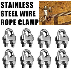 Waterproof Stainless Steel U-Shaped Cable Clamps 1–10mm | Wire Rope Fixing Clips Sling Fastener 1–50pcs
