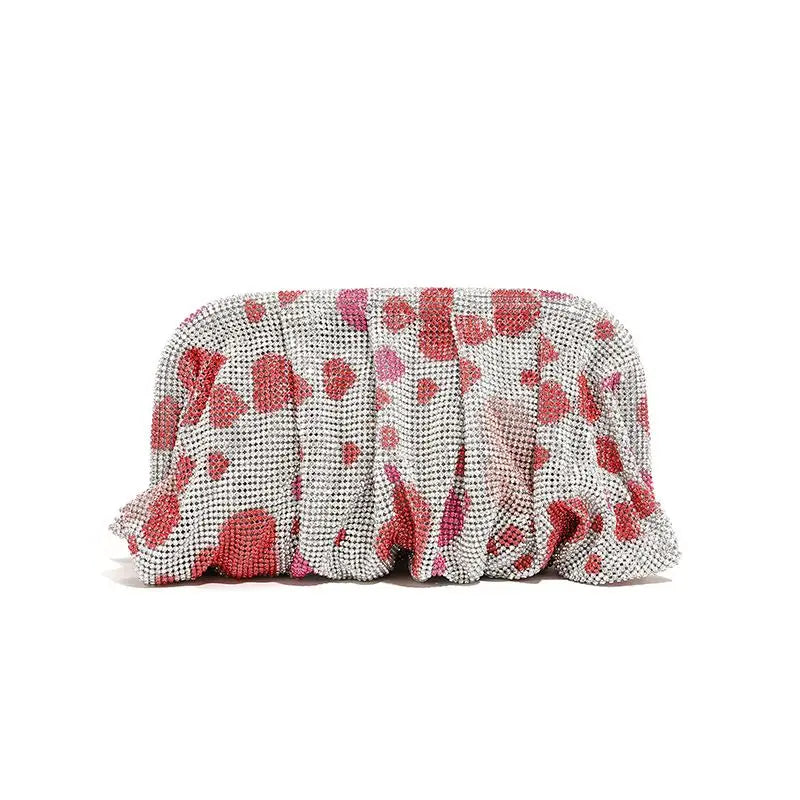 Shiny Rhinestone Crystal Fold Evening Clutch