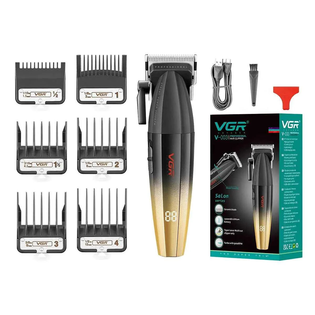 Professional Barber Combo V-640 – 9000 RPM Master Clipper & DLC Precision Trimmer Set with Sturdy Metal Construction