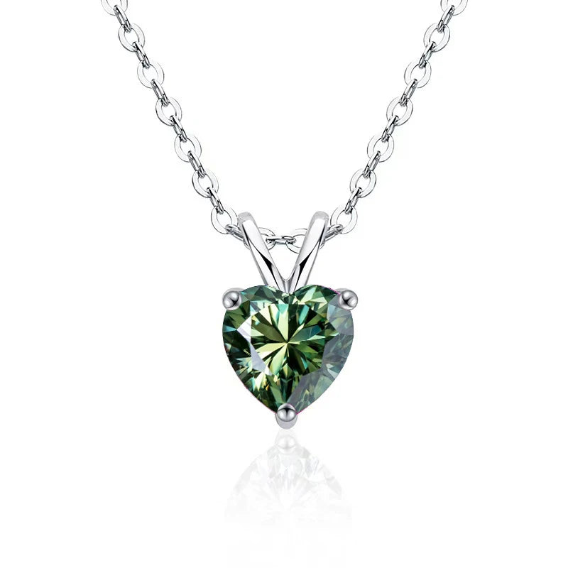 2ct Green Moissanite Heart Necklace
