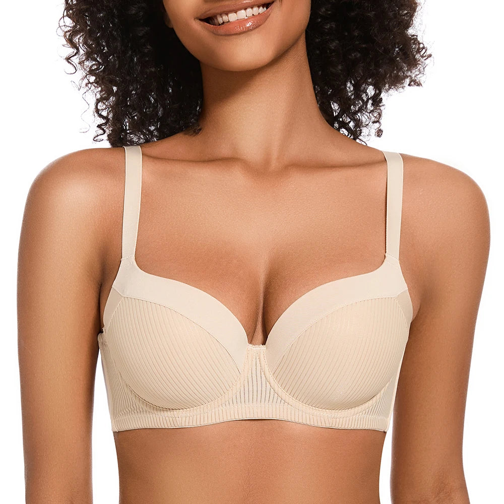 Plus Size Push Up T-Shirt Bra | Lightly Padded Full Coverage Underwire Lifting Support