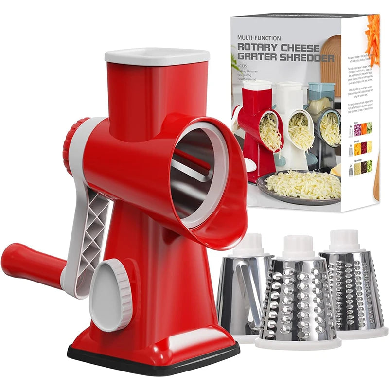 3 In 1 Rotary Cheese Grater And Veggie Slicer For Kitchen by Snagg A Slicer