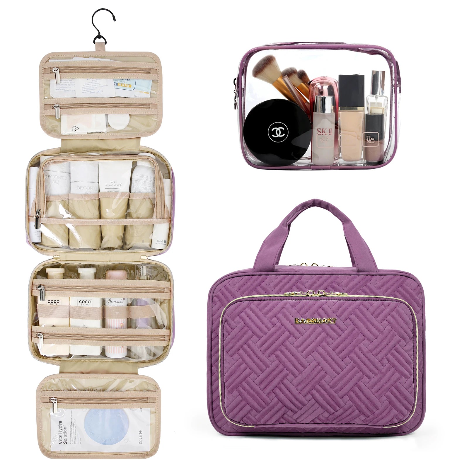 2-Piece Multifunction Makeup & Cosmetic Bag Set – Large Capacity Portable Travel Organiser for Women