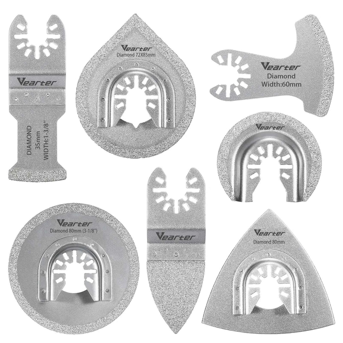 Diamond Oscillating Saw Blades 7pcs | Quick-Release Universal Multitool Triangle Blade for Tile Grout Ceramic