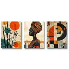 3-Piece Abstract Afro Bohemian Canvas Prints by Snagg A Print