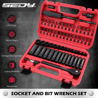 64 Pcs 1/4" Drive Impact Socket & Power Bit Set – Metric Deep & Shallow Sockets with Ratchet and Accessories