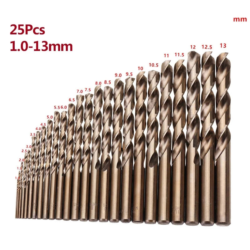 25Pcs M35 Cobalt HSS-Co Twist Drill Bit Set