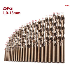 25Pcs M35 Cobalt HSS-Co Twist Drill Bit Set