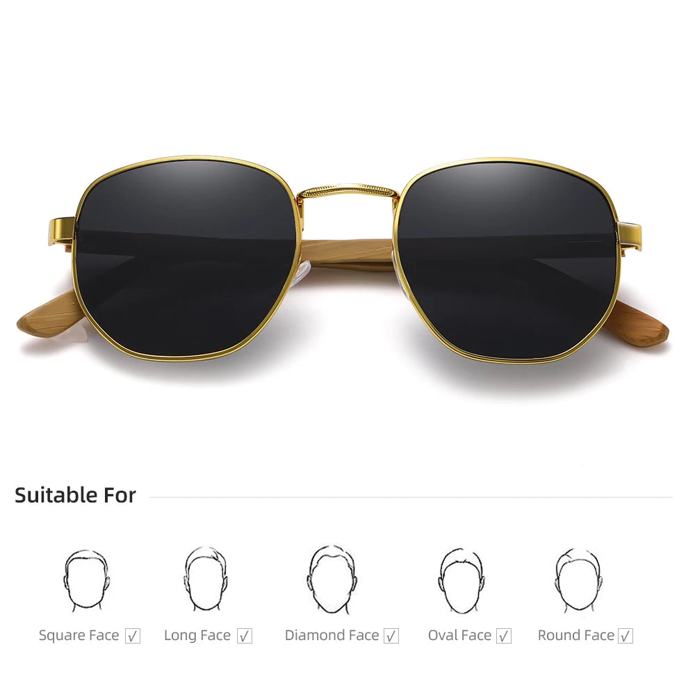 Metal & Bamboo Pilot Sunglasses
