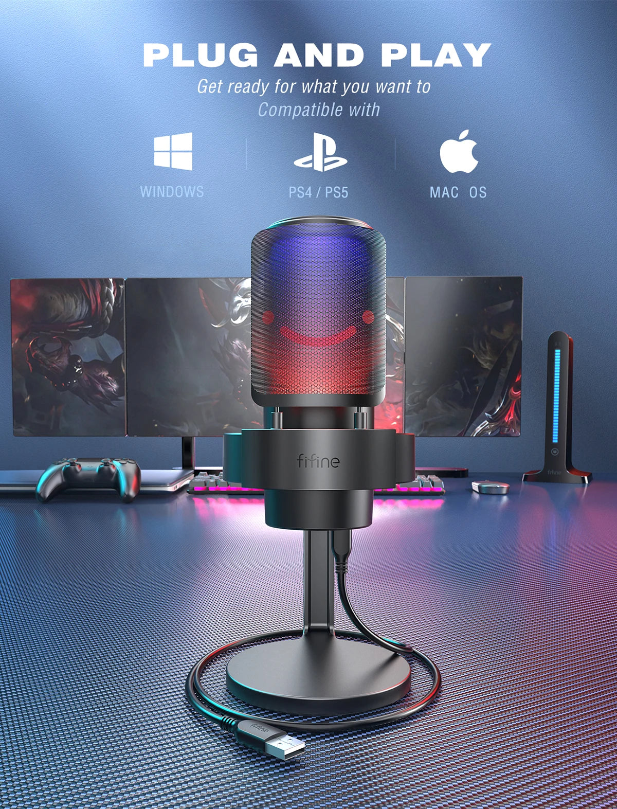 USB Condenser Microphone – RGB Mic with Touch Mute Button & Headphone Output by Snagg A Microphone