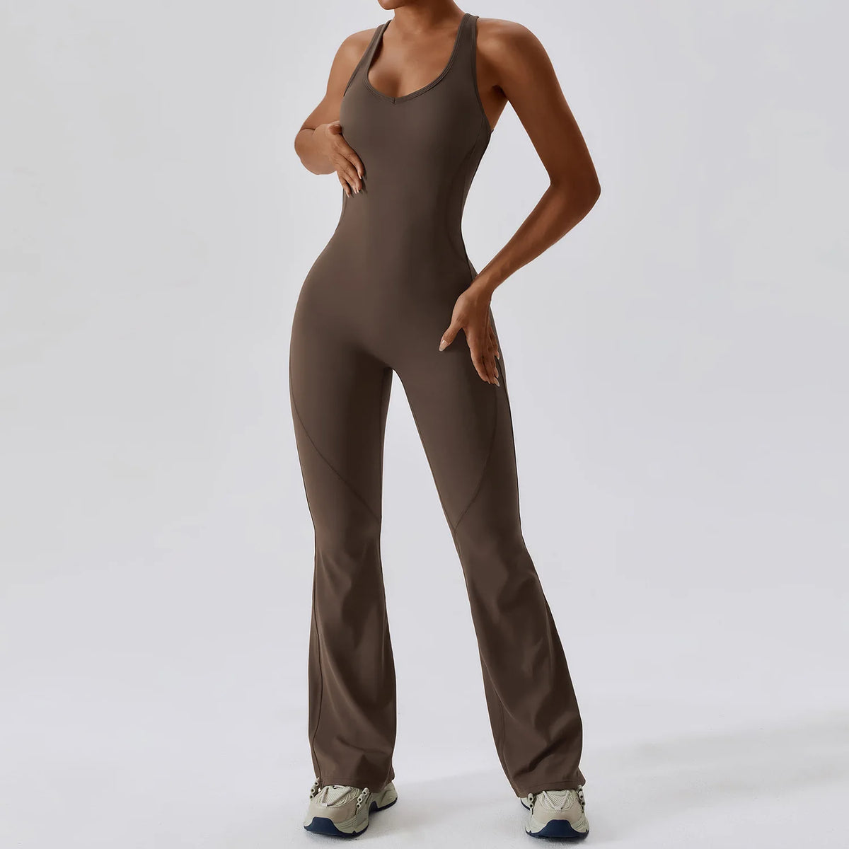 Women's Solid Yoga Jumpsuit | One-Piece Buttock-Lifting Fitness Bodysuit Workout Activewear