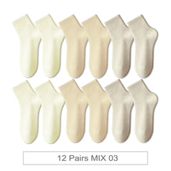 12 Pair Soft Cotton Ankle Colourful Socks Everyday Breathable Set