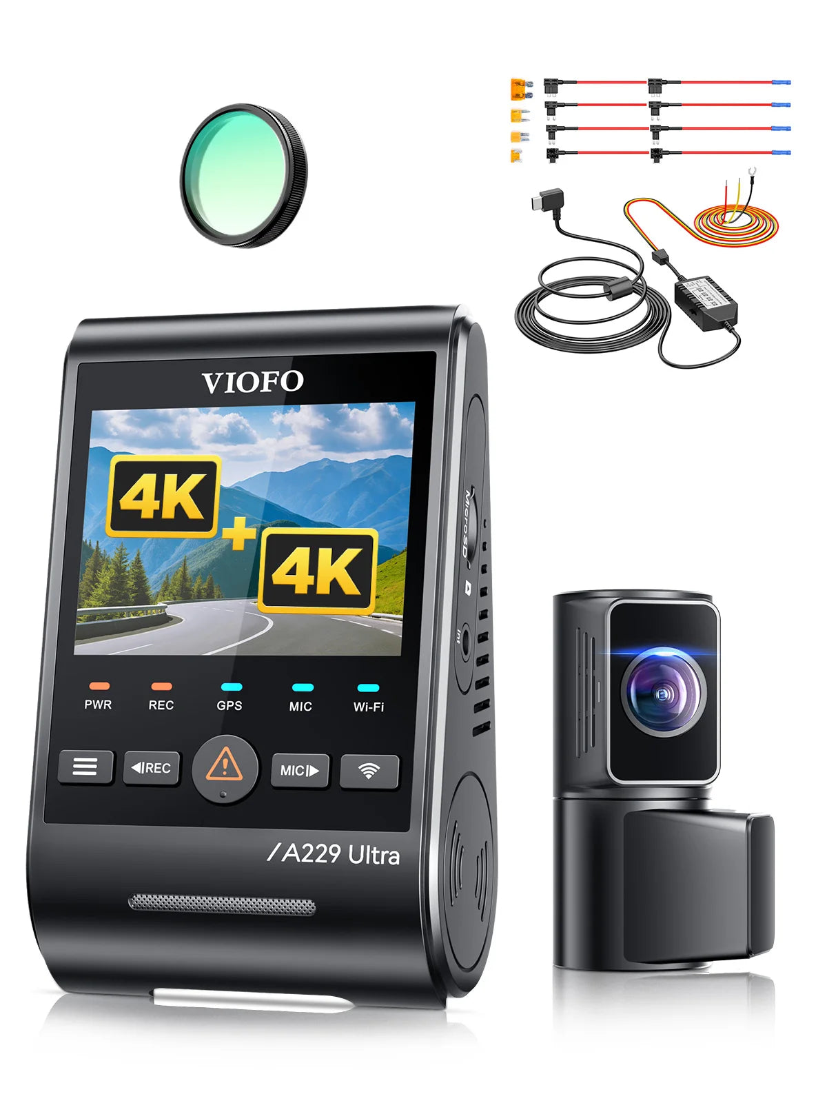 4K Front + 4K Rear Dual Dash Cam | Dual Sony STARVIS 2 Night Vision & Voice Control