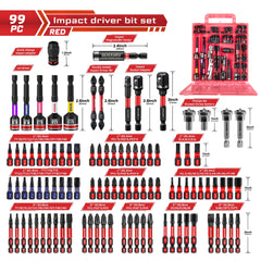 99PCS Impact Screwdriver Bits Set – 1” & 2” Magnetic Driver Bits with Drywall Screw Setter