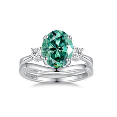2ct Oval Moissanite Double Ring Set