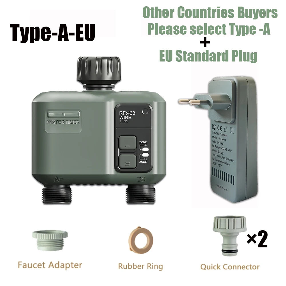 Smart WiFi + RF433 2-Way Garden Water Timer
